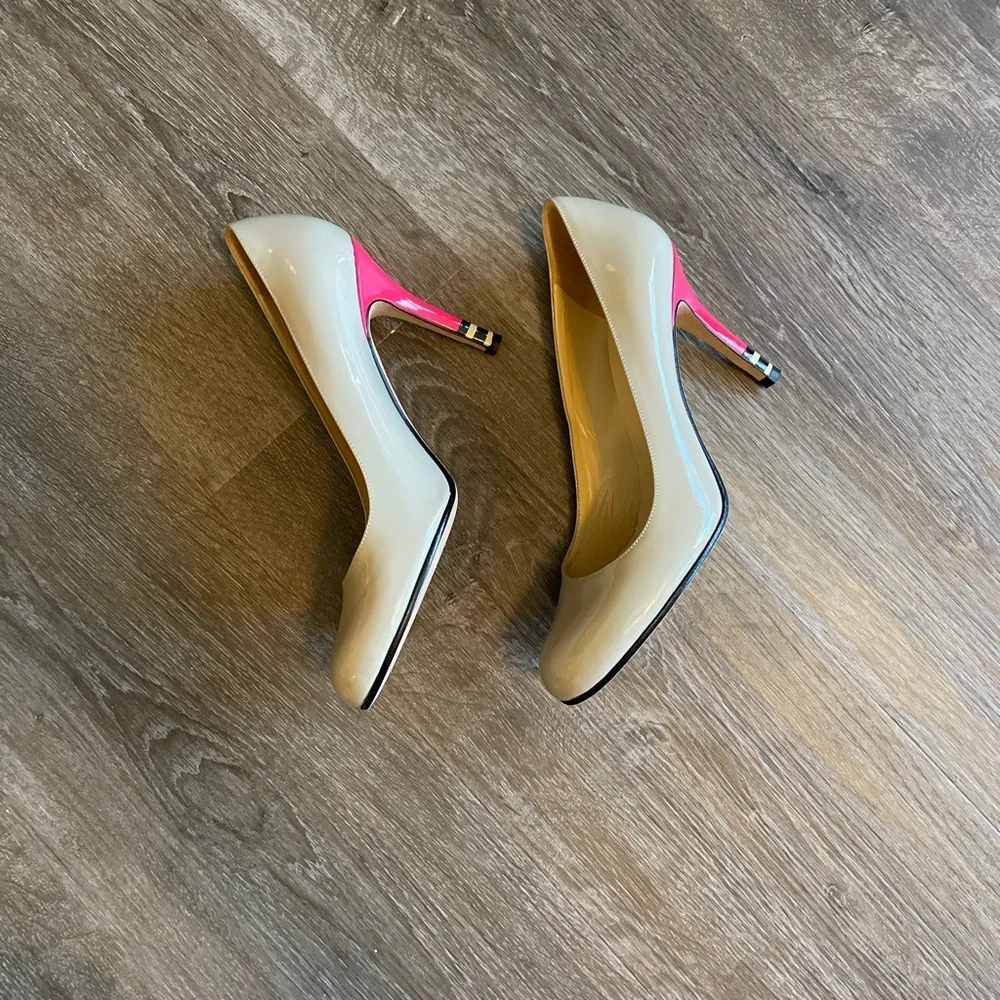 Kate Spade Elegant Beige and Pink Pumps Heels - Picture 3 of 8